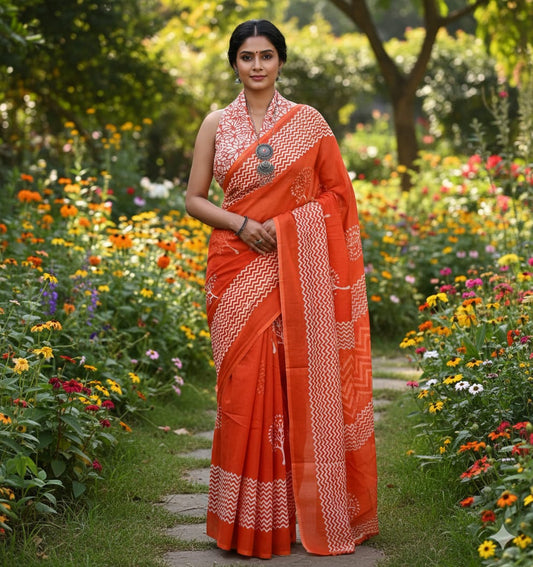 Authentic Jaipur Cotton Mulmul Saree