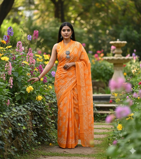 Authentic Jaipur Cotton Mulmul Saree