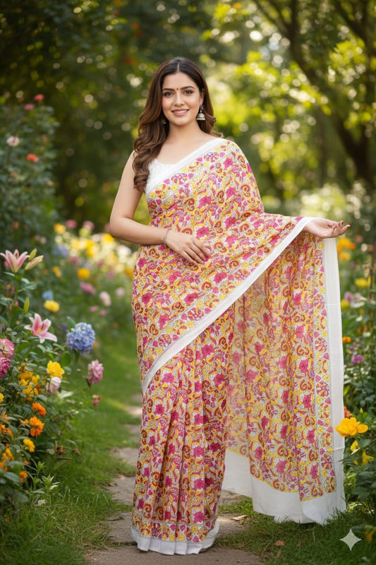 Authentic Jaipur Cotton Mulmul Saree