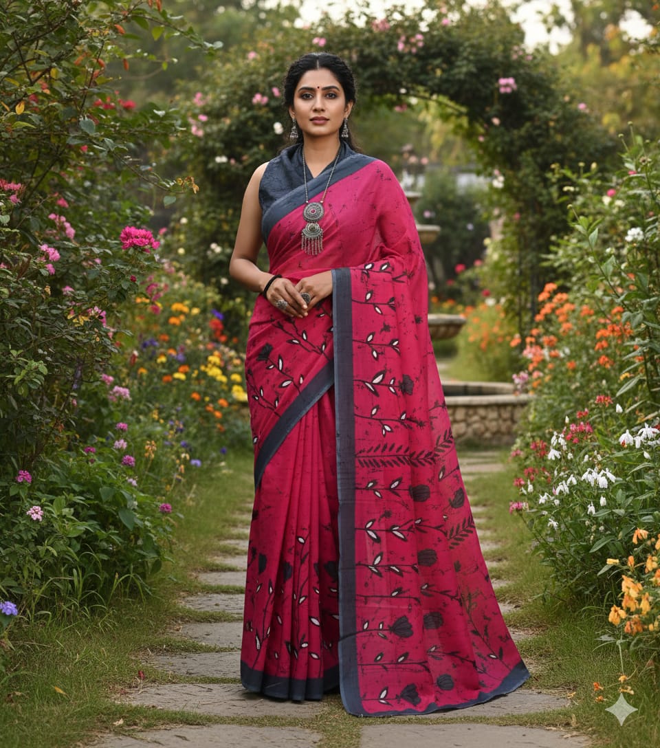 Authentic Jaipur Cotton Mulmul Saree