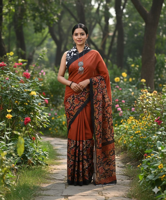 Handcrafted Jaipur Print Soft Cotton Mulmul Saree