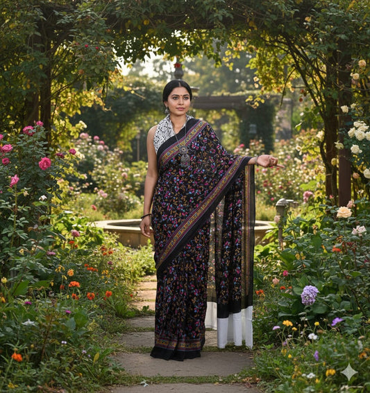 Soft Mulmul Cotton Saree with Jaipuri Ethnic Print