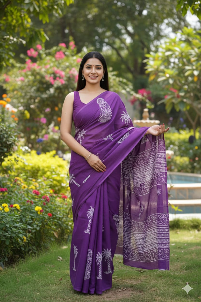 Authentic Jaipur Cotton Mulmul Saree