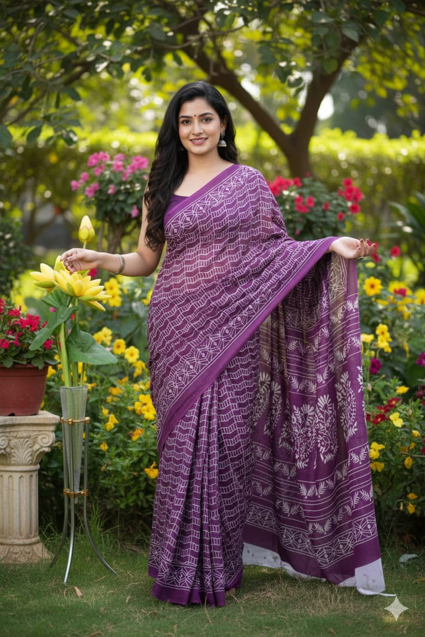 Authentic Jaipur Cotton Mulmul Saree