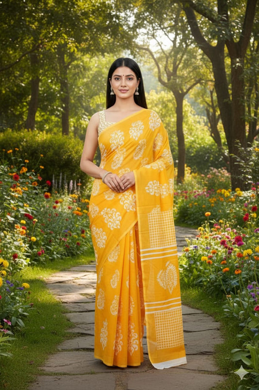 Authentic Jaipur Cotton Mulmul Saree