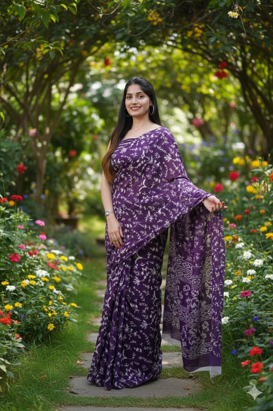 Authentic Jaipur Cotton Mulmul Saree