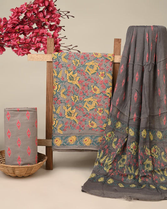 Cotton Suit with Chiffon Dupatta