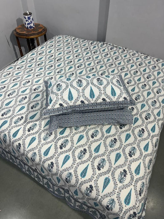Handcrafted Jaipuri Look Cotton Double Bedsheet with 2 Reversible Pillow Covers