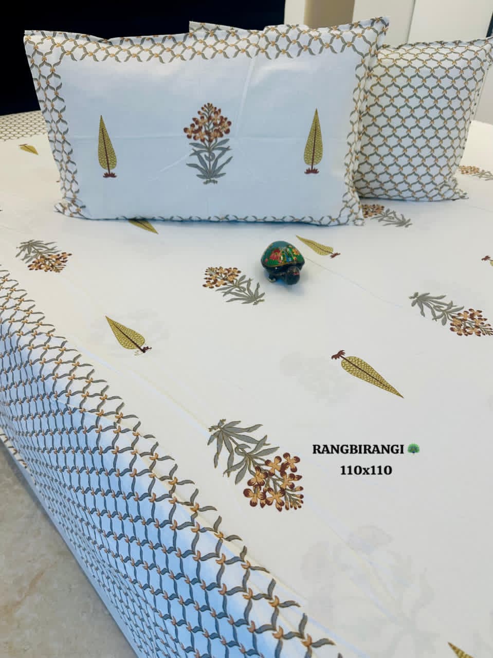 Traditional Jaipuri Printed Cotton Kantha Bedcover