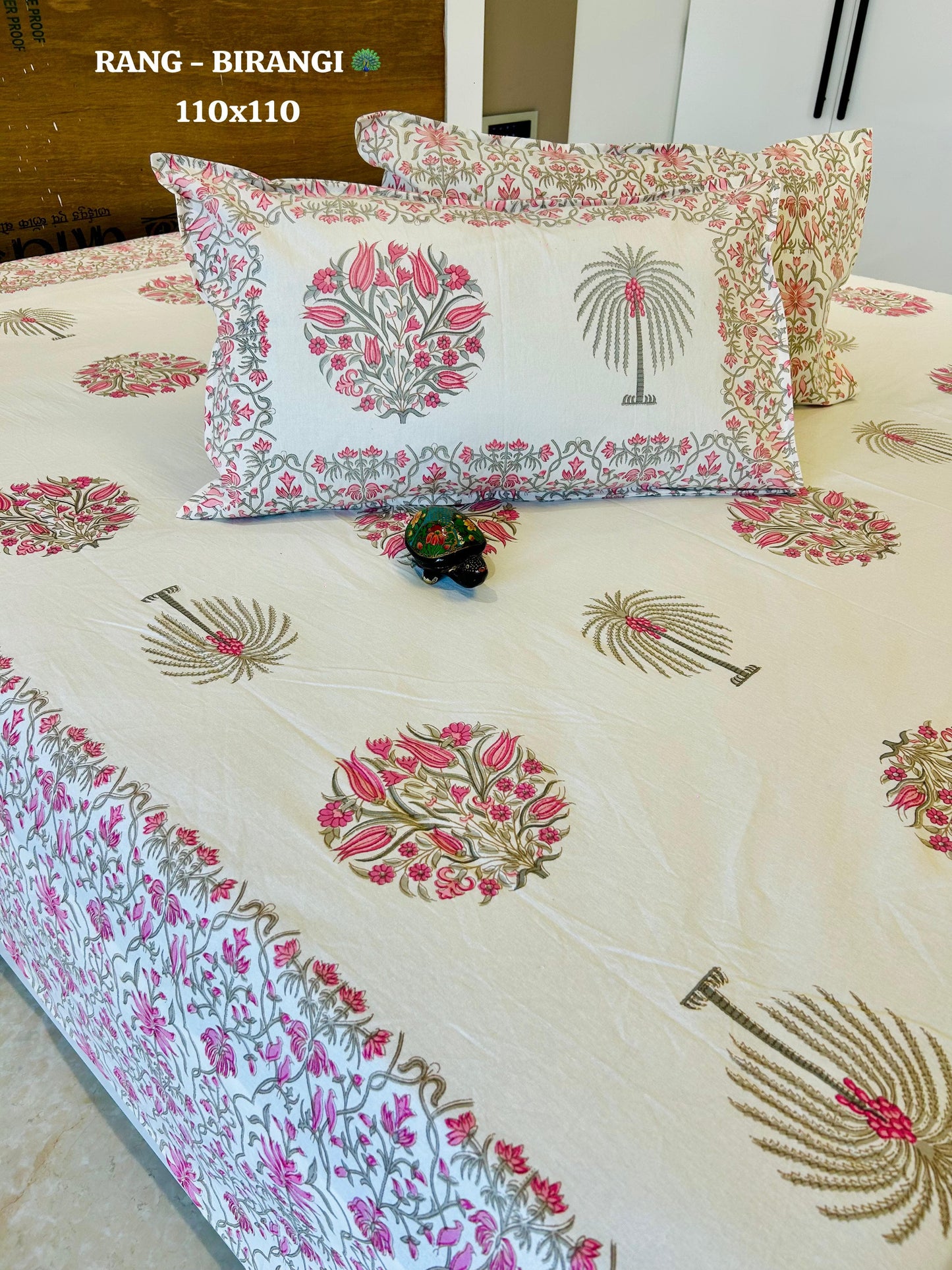 Traditional Jaipuri Printed Cotton Kantha Bedcover