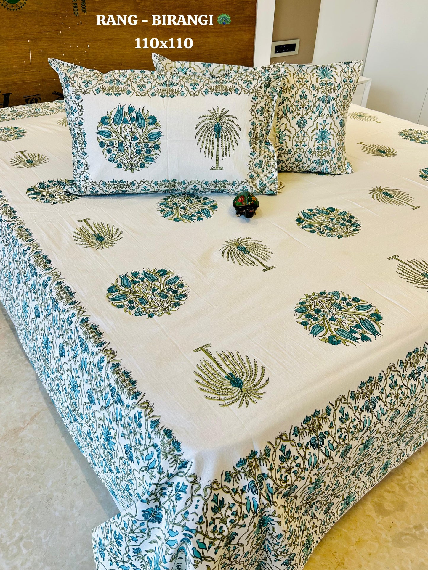 Traditional Jaipuri Printed Cotton Kantha Bedcover