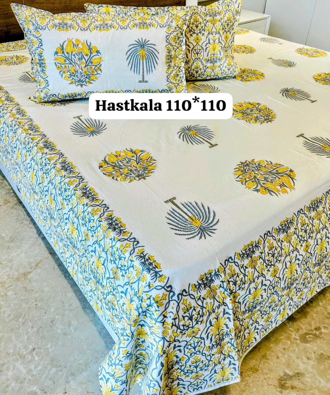 Traditional Jaipuri Printed Cotton Kantha Bedcover