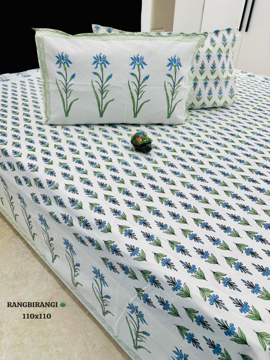 Traditional Jaipuri Printed Cotton Kantha Bedcover