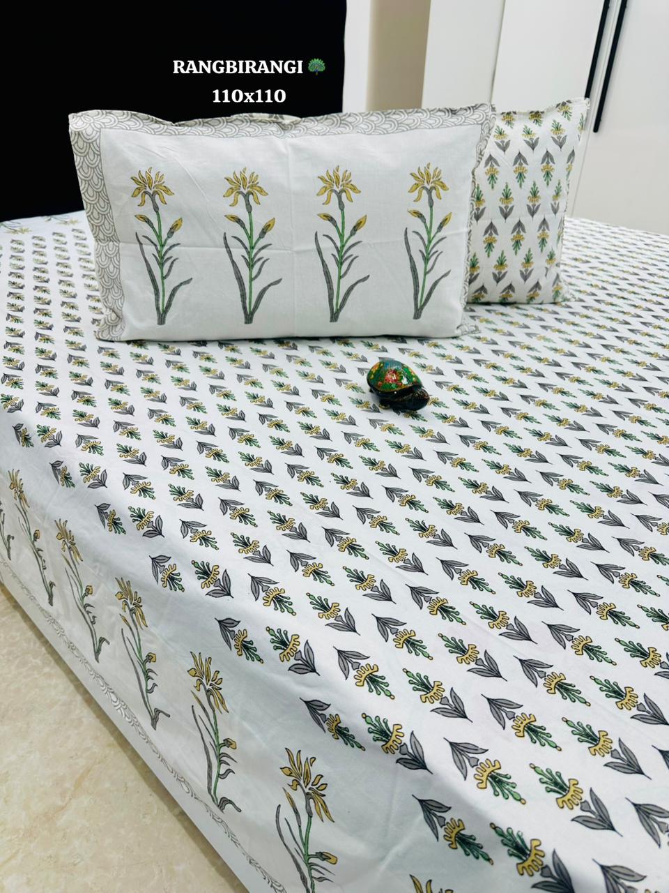 Traditional Jaipuri Printed Cotton Kantha Bedcover