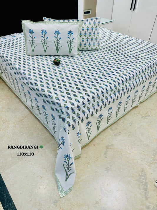 Traditional Jaipuri Printed Cotton Kantha Bedcover