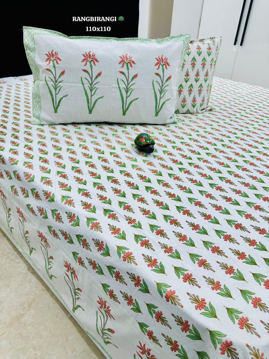 Traditional Jaipuri Printed Cotton Kantha Bedcover