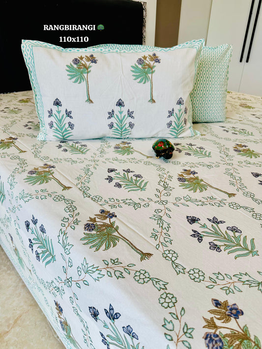 Traditional Jaipuri Printed Cotton Kantha Bedcover