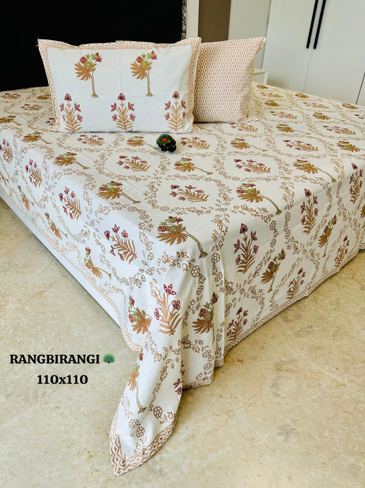 Traditional Jaipuri Printed Cotton Kantha Bedcover