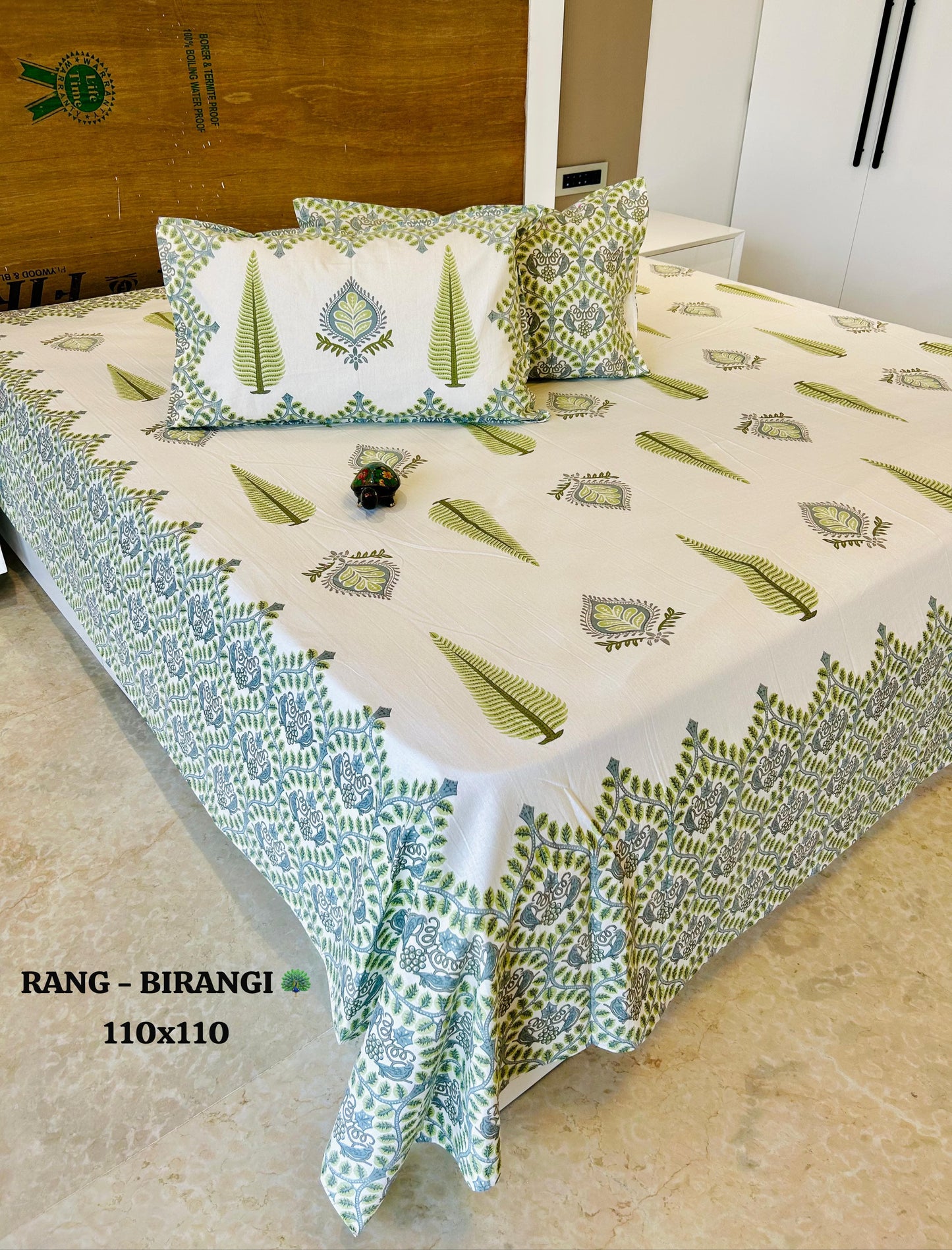Traditional Jaipuri Printed Cotton Kantha Bedcover