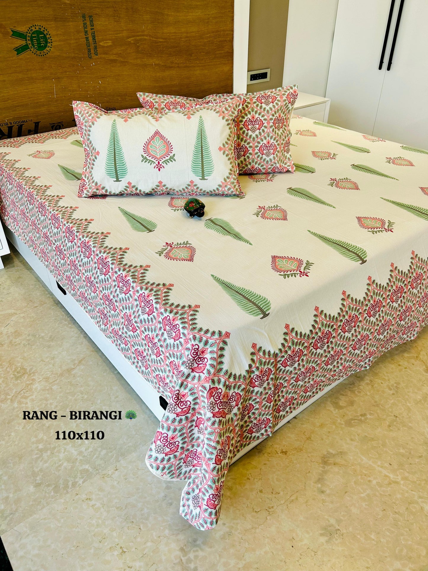 Traditional Jaipuri Printed Cotton Kantha Bedcover