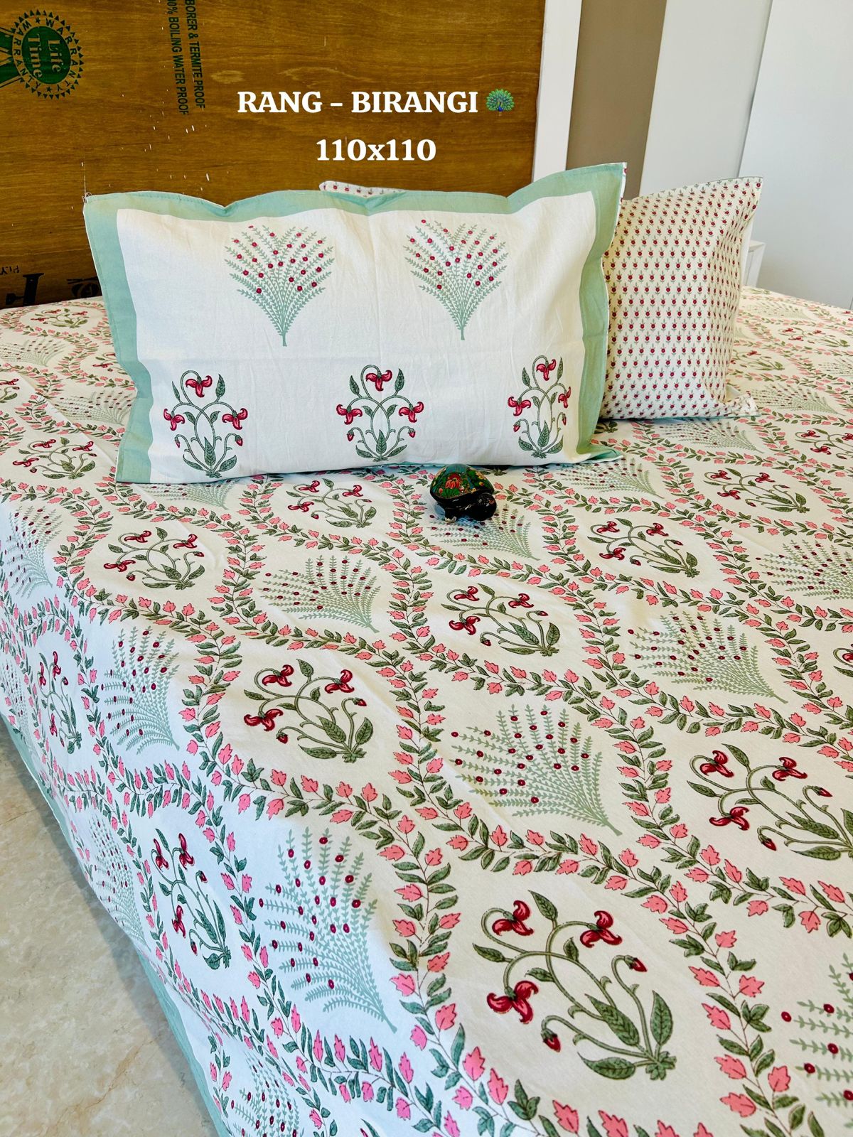 Traditional Jaipuri Printed Cotton Kantha Bedcover