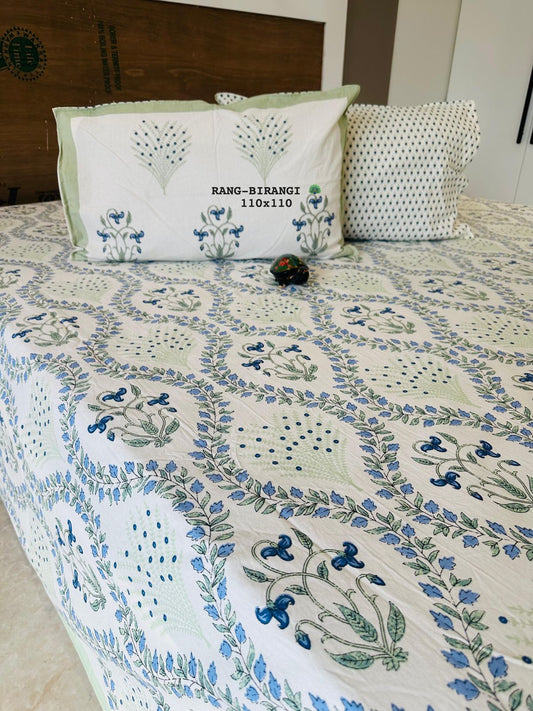 Traditional Jaipuri Printed Cotton Kantha Bedcover