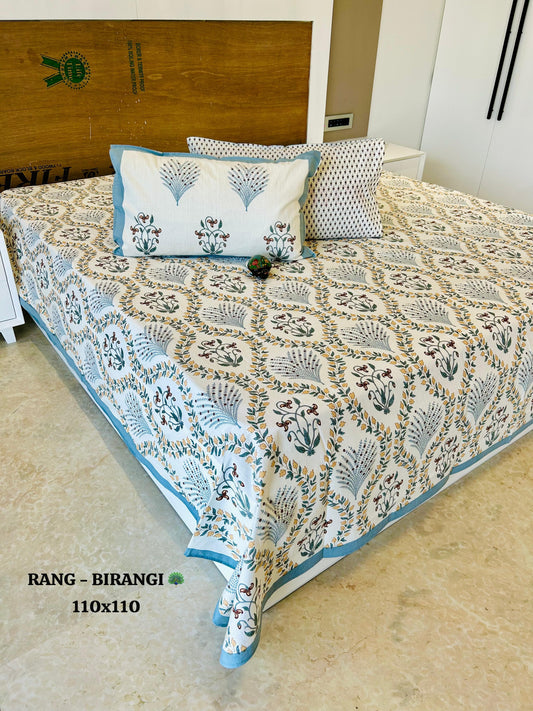 Traditional Jaipuri Printed Cotton Kantha Bedcover