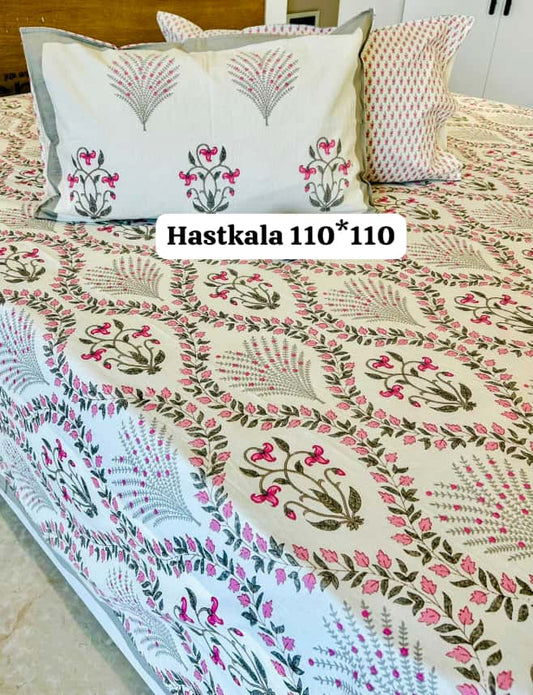 Traditional Jaipuri Printed Cotton Kantha Bedcover