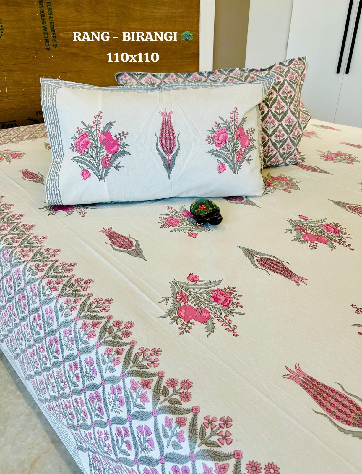 Traditional Jaipuri Printed Cotton Kantha Bedcover