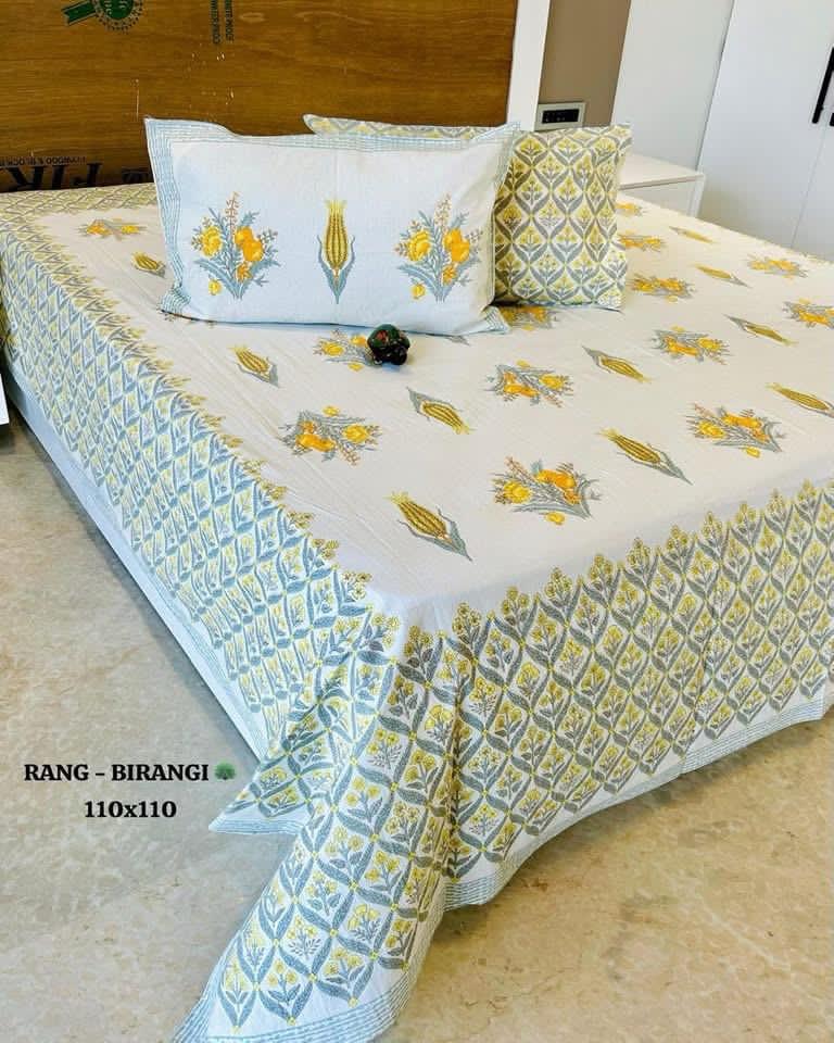 Traditional Jaipuri Printed Cotton Kantha Bedcover