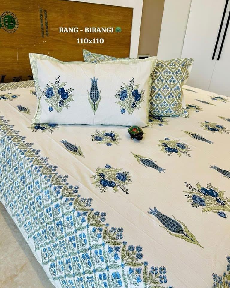 Traditional Jaipuri Printed Cotton Kantha Bedcover