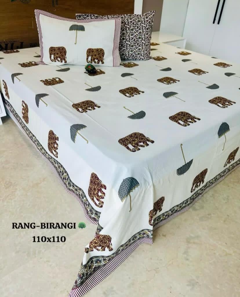 Traditional Jaipuri Printed Cotton Kantha Bedcover