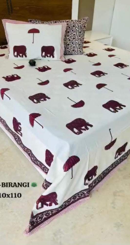 Traditional Jaipuri Printed Cotton Kantha Bedcover