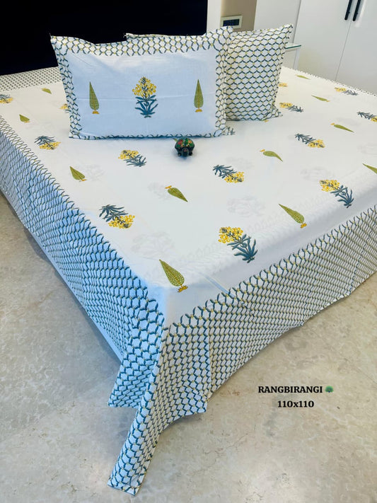 Traditional Jaipuri Printed Cotton Kantha Bedcover
