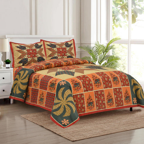 Handcrafted Jaipuri Look Cotton Double Bedsheet with 2 Reversible Pillow Covers
