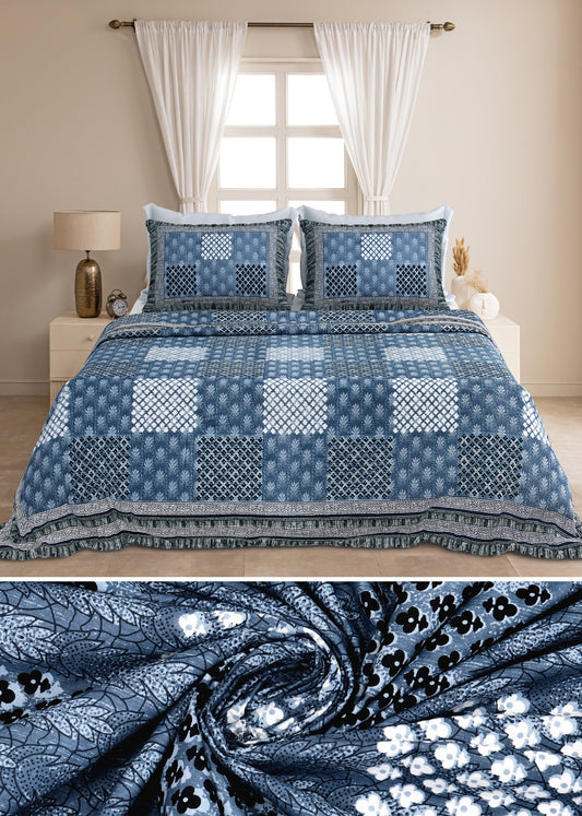 Handcrafted Jaipuri Look Cotton Double Bedsheet with 2 Reversible Pillow Covers
