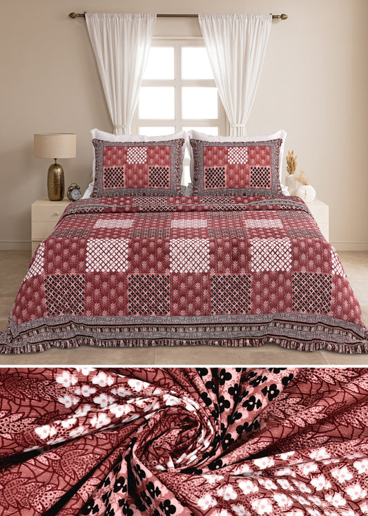 Handcrafted Jaipuri Look Cotton Double Bedsheet with 2 Reversible Pillow Covers