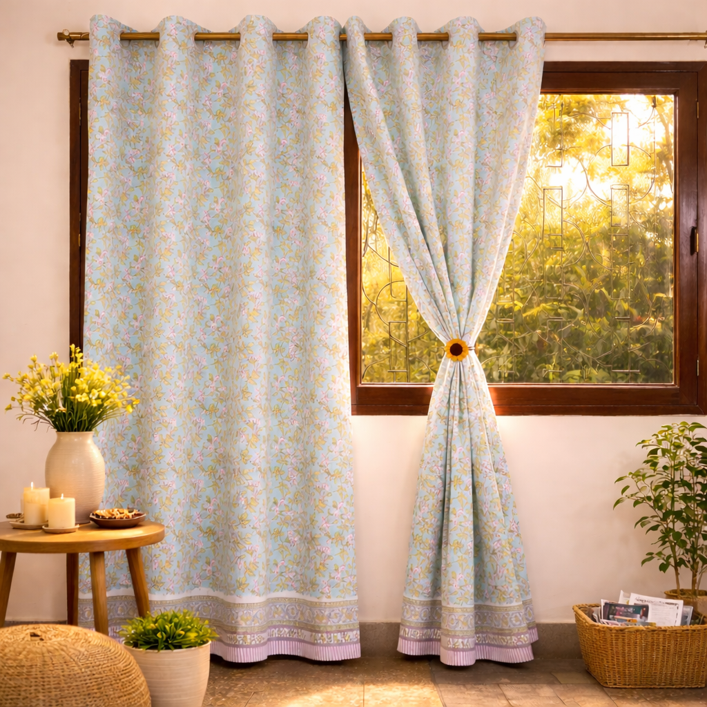 Sadabahaar hand block printed curtains - Heritagewear
