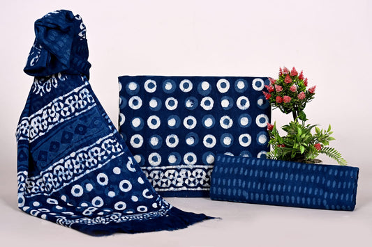 Floral Printed Pure Cotton Suit with Chiffon Dupatta