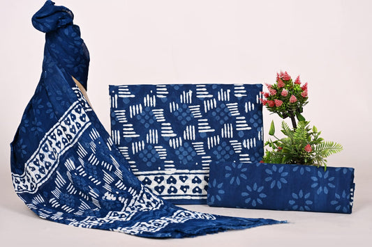 Breezy Lightweight Floral Cotton Suit with Chiffon Dupatta