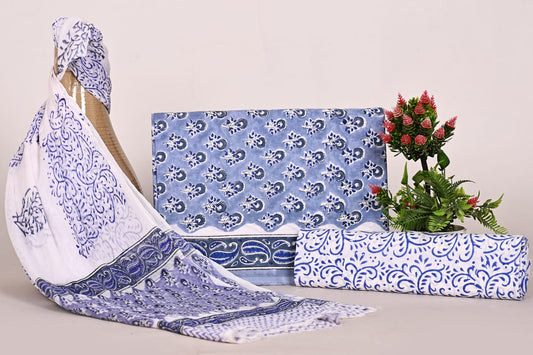 Authentic Unstitched Hand Block Print Cotton Suits Set