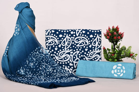Royal Sanganeri Block Print Suit with Chiffon Dupatta