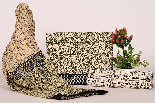 Royal Sanganeri Block Print Suit with Chiffon Dupatta