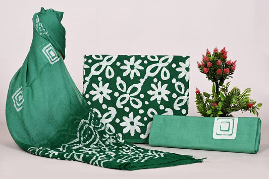 Designer Printed Cotton Suit with Chiffon Dupatta Online
