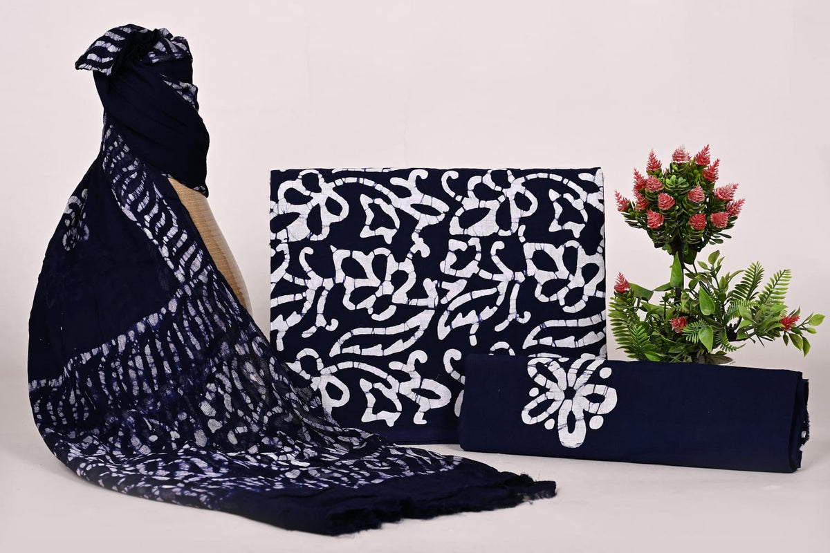 Designer Floral Cotton Unstitched Suit Material Set