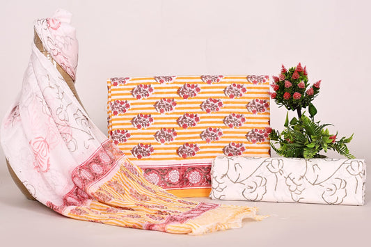 Royal Sanganeri Block Print Suit with Chiffon Dupatta