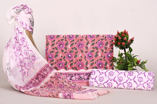 Royal Sanganeri Block Print Suit with Chiffon Dupatta