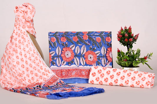 Authentic Unstitched Hand Block Print Cotton Suits Set