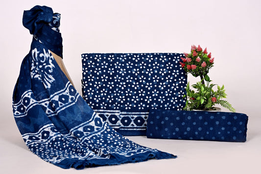 Premium Unstitched Cotton Suit with Chiffon Dupatta