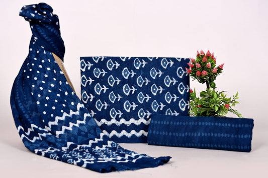 Authentic Unstitched Hand Block Print Cotton Suits Set